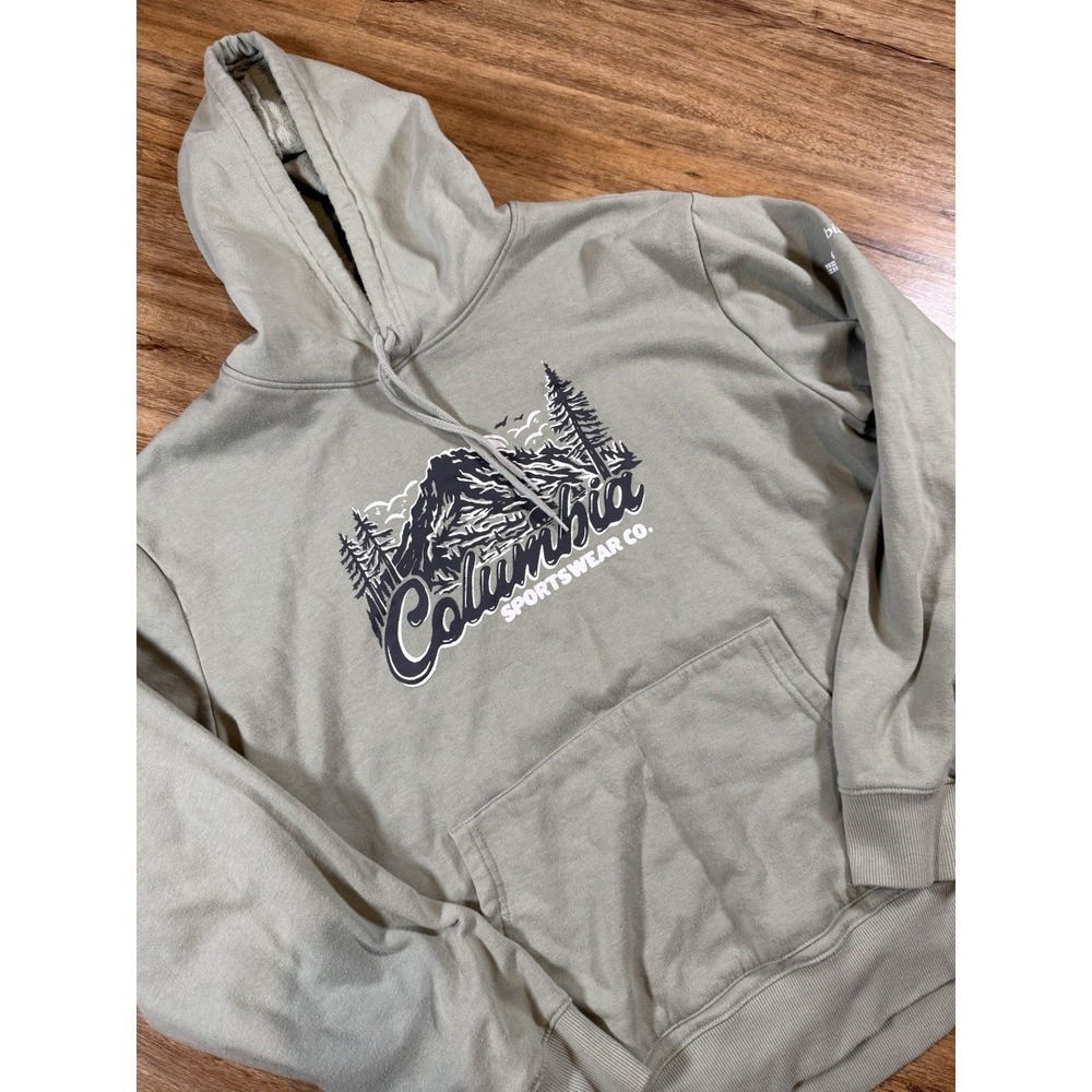Columbia Mens Hoodie Gray Mountain Graphic Pullover Sweatshirt Fleece